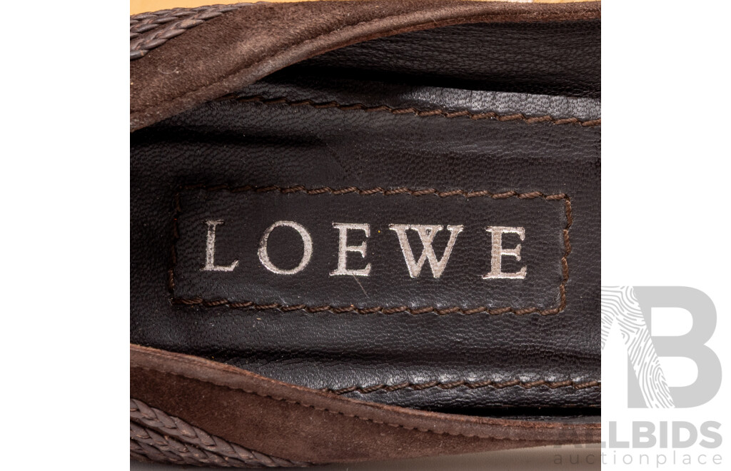 Loewe Chocolate Brown Suede Heeled Pumps, Size 37 1/2