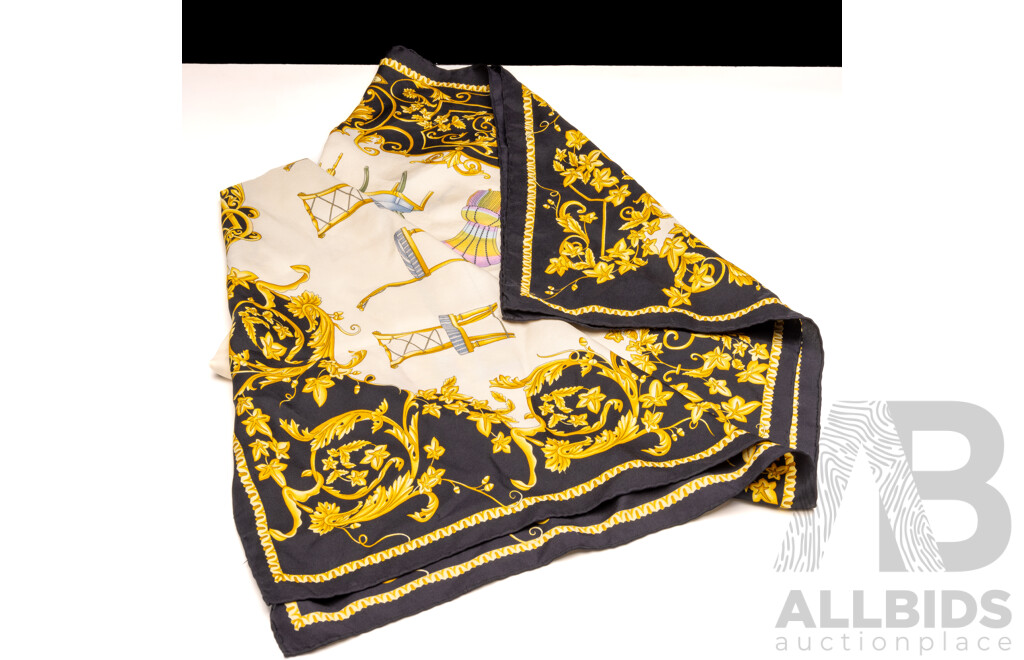 Foulard Atelier Versace Barocco Print Silk Scarf, Vintage, Made in Italy