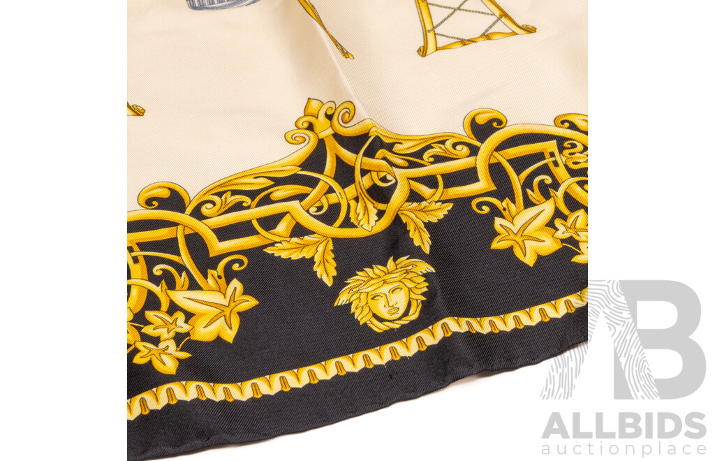 Foulard Atelier Versace Barocco Print Silk Scarf, Vintage, Made in Italy