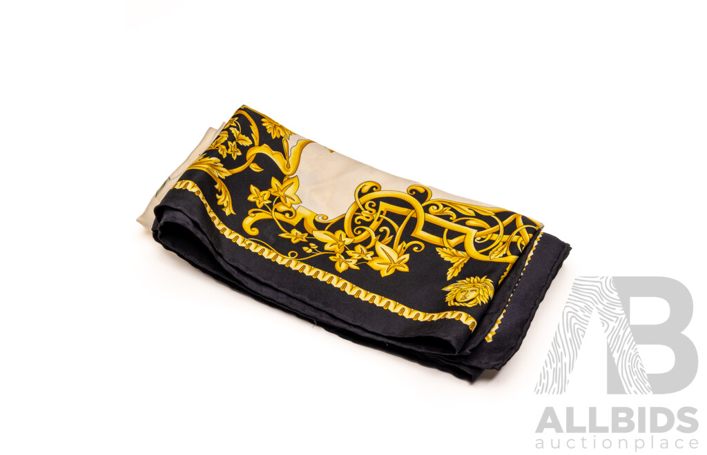 Foulard Atelier Versace Barocco Print Silk Scarf, Vintage, Made in Italy