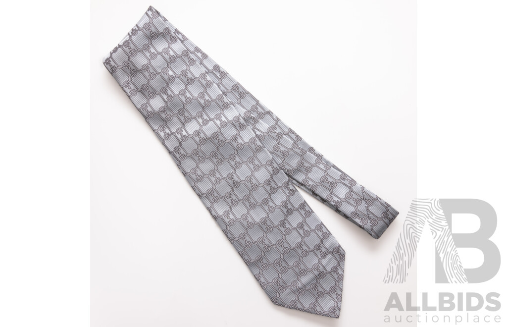Gucci GG Silk Jacquard Tie, 100% Silk, Blue/grey