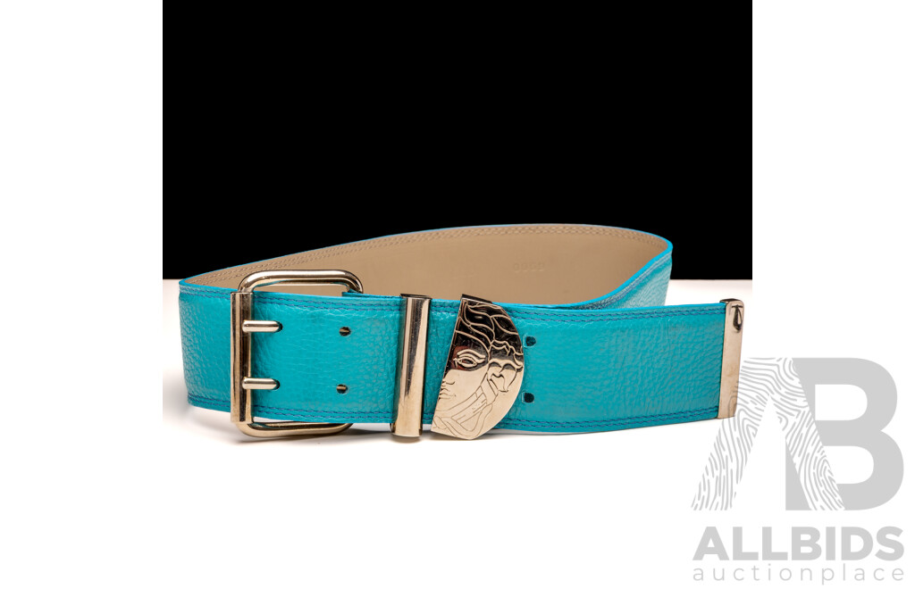 Versace Collection Vintage Belt with Medusa Motif to Buckle, LCD 0069 80 Made in Italy