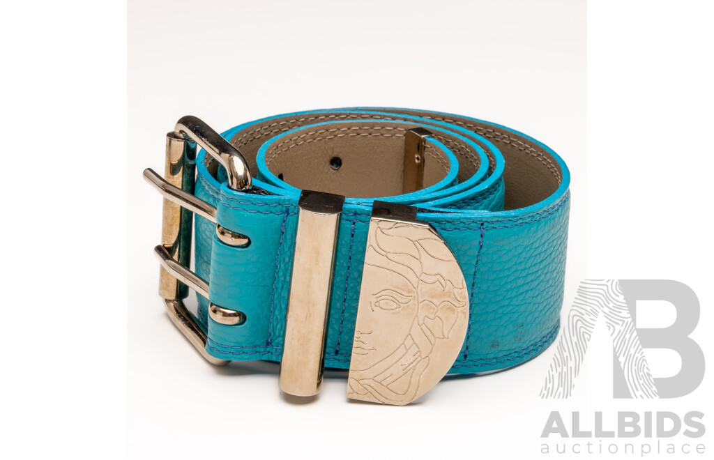 Versace Collection Vintage Belt with Medusa Motif to Buckle, LCD 0069 80 Made in Italy