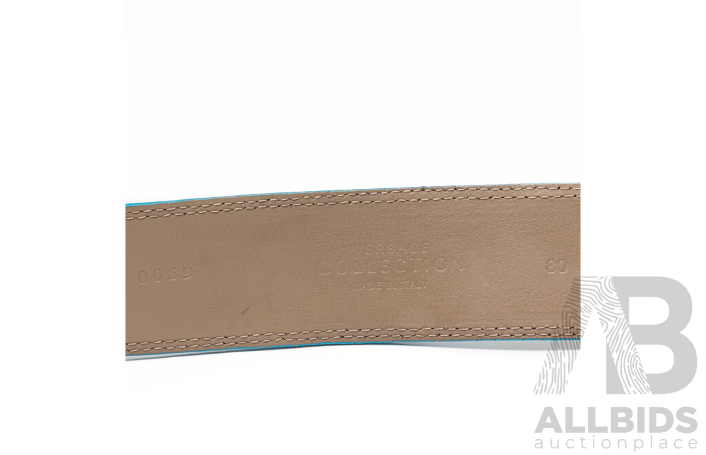 Versace Collection Vintage Belt with Medusa Motif to Buckle, LCD 0069 80 Made in Italy