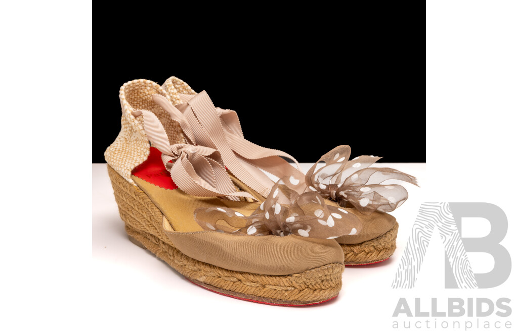 Christian Louboutin Canvas Printed Espadrilles, Size 36