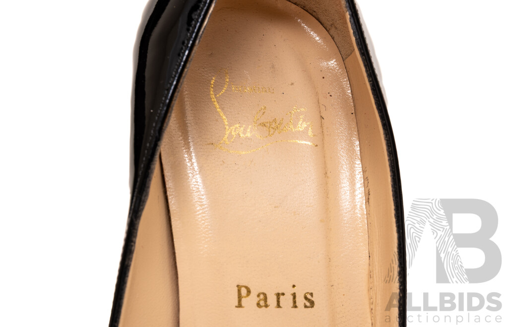 Christian Louboutin Black Patent Leather Pumps, Size 37