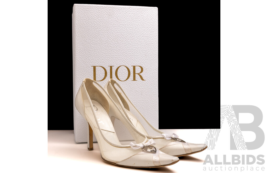 Christian Dior Vintage Pump with Pointed Toe & Heart Shaped Charms, Size 36