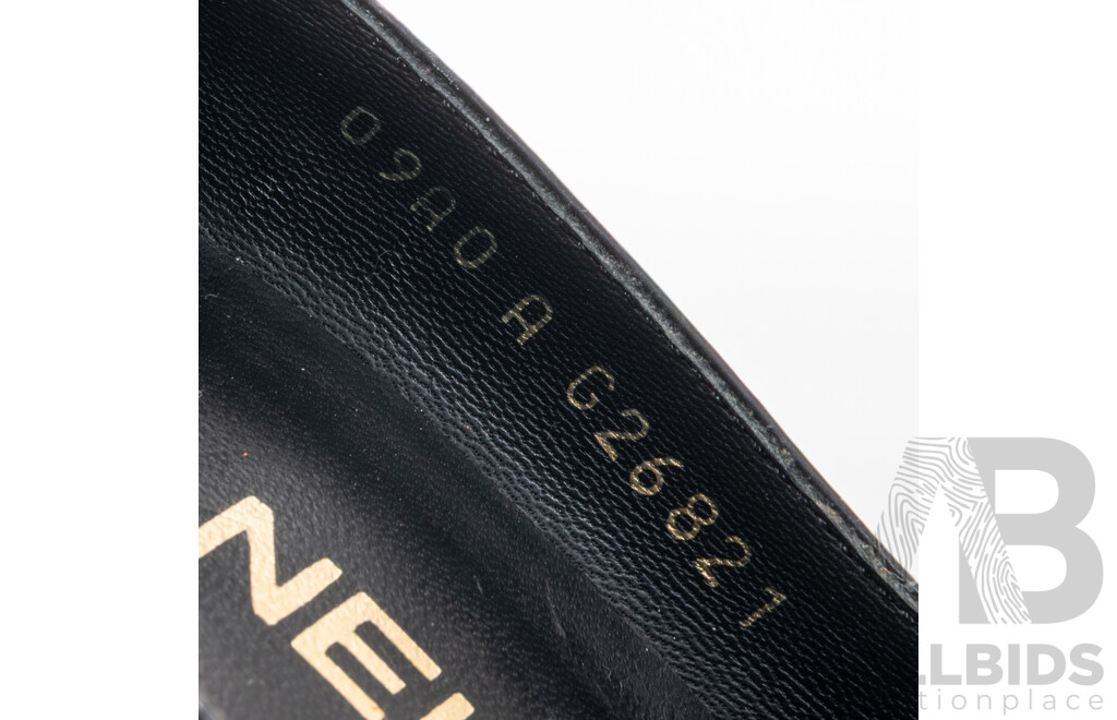 Chanel Camelia Pumps, Black Patent Leather, 6cm Heel, Size 34