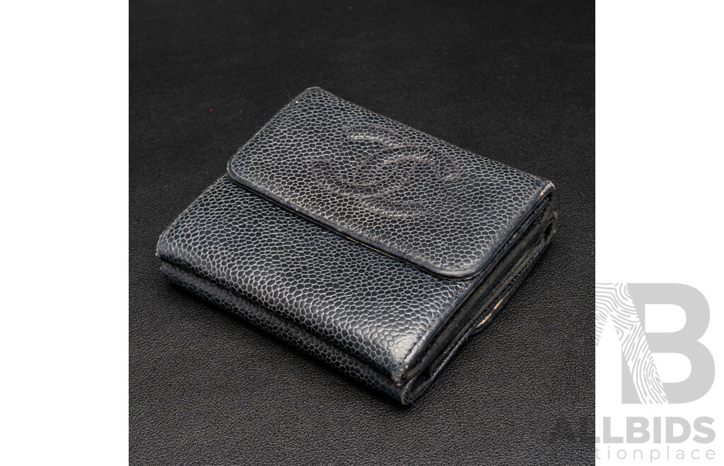 Chanel Black Caviar Leather Wallet - Vintage