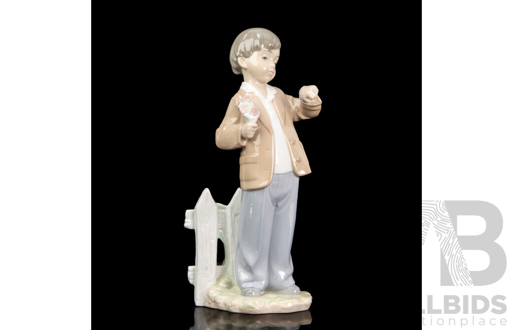 Glazed Ceramic 'Shes Late' Figure of a Young Boy by Nao