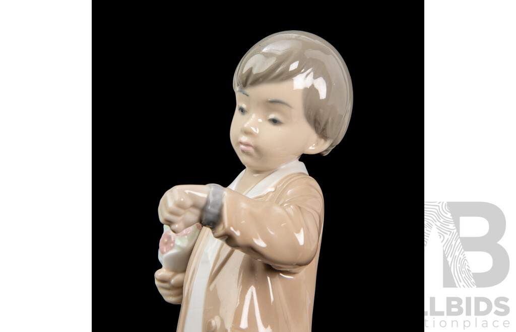 Glazed Ceramic 'Shes Late' Figure of a Young Boy by Nao