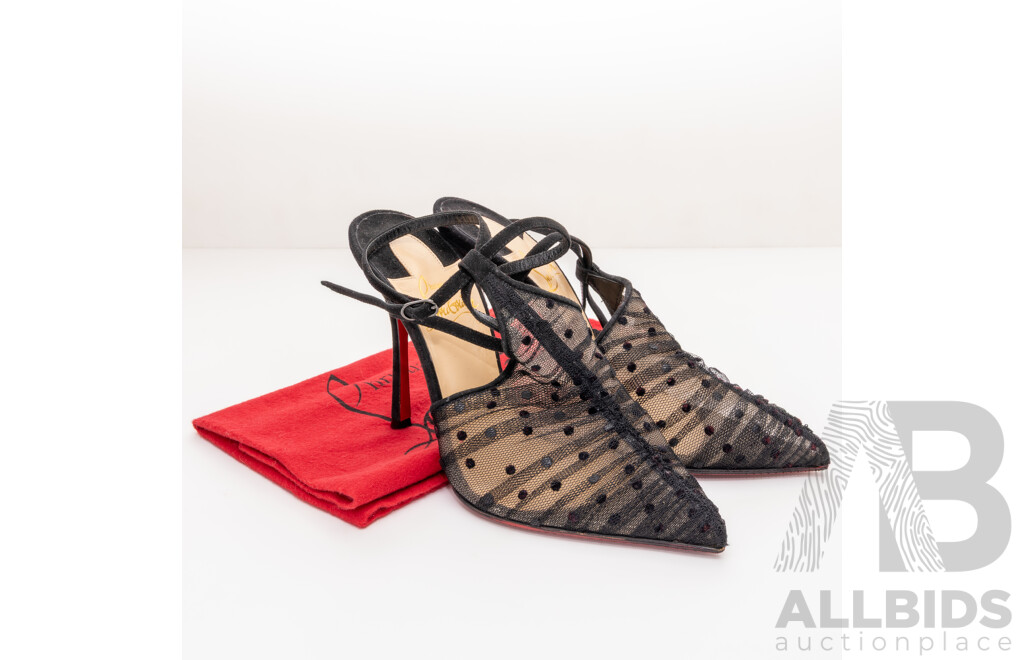 Christian Louboutin Acide Lace 100 Flocked Tulle Pumps, 10cm Heels, Size 35