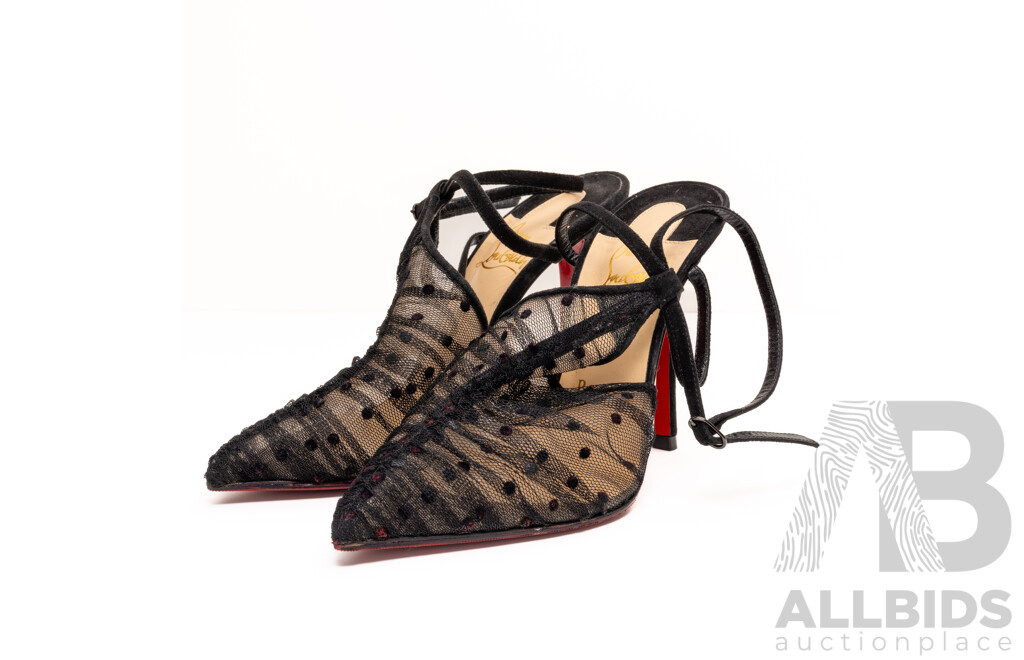 Christian Louboutin Acide Lace 100 Flocked Tulle Pumps, 10cm Heels, Size 35