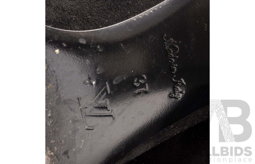 Louis Vuitton Silhouette Ankle Boot, Black Seude with Silver Monogram Heel, 7.5cm Heel, Size 37