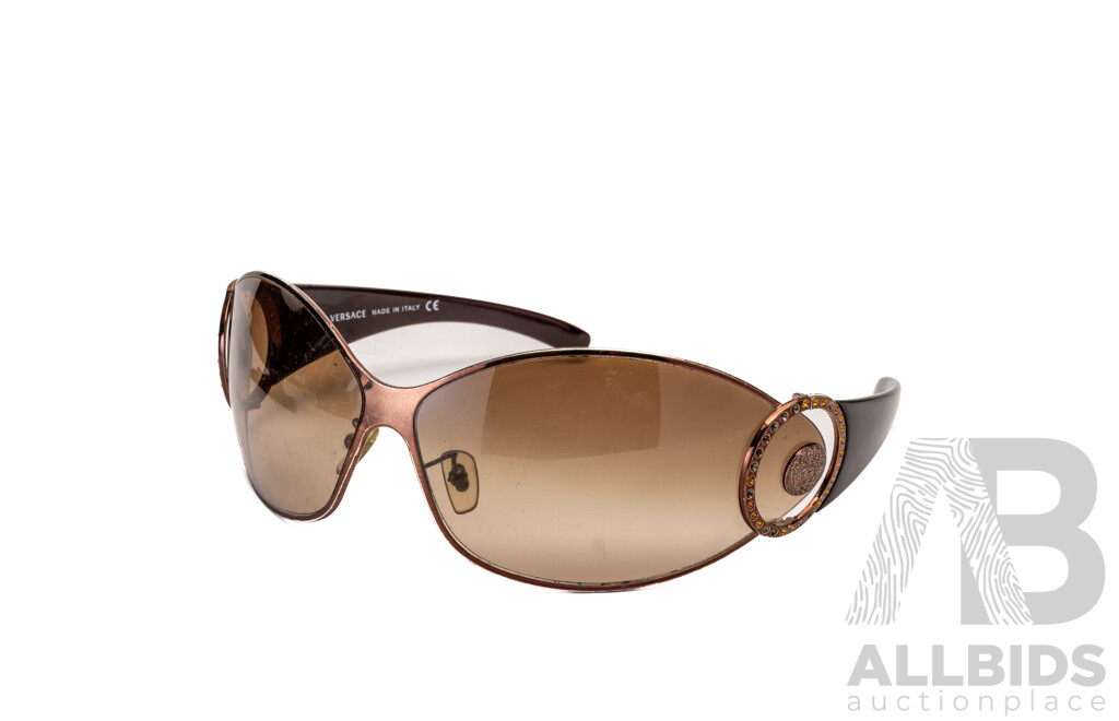 Versace Sheild Sunglasses, Bronze, MOD 2064-8 1169/13 87012 110, with Case and Box