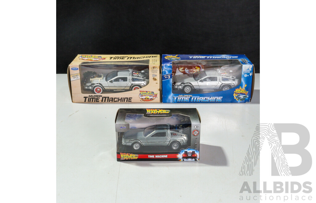 Three Boxed Back to the Future Deloreans