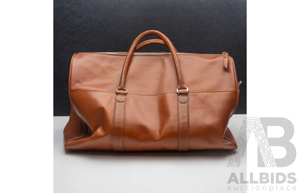 RM Williams Genuine Leather Duffle/Overnight Travel Bag with Long Cross Body Strap & Dust Bag
