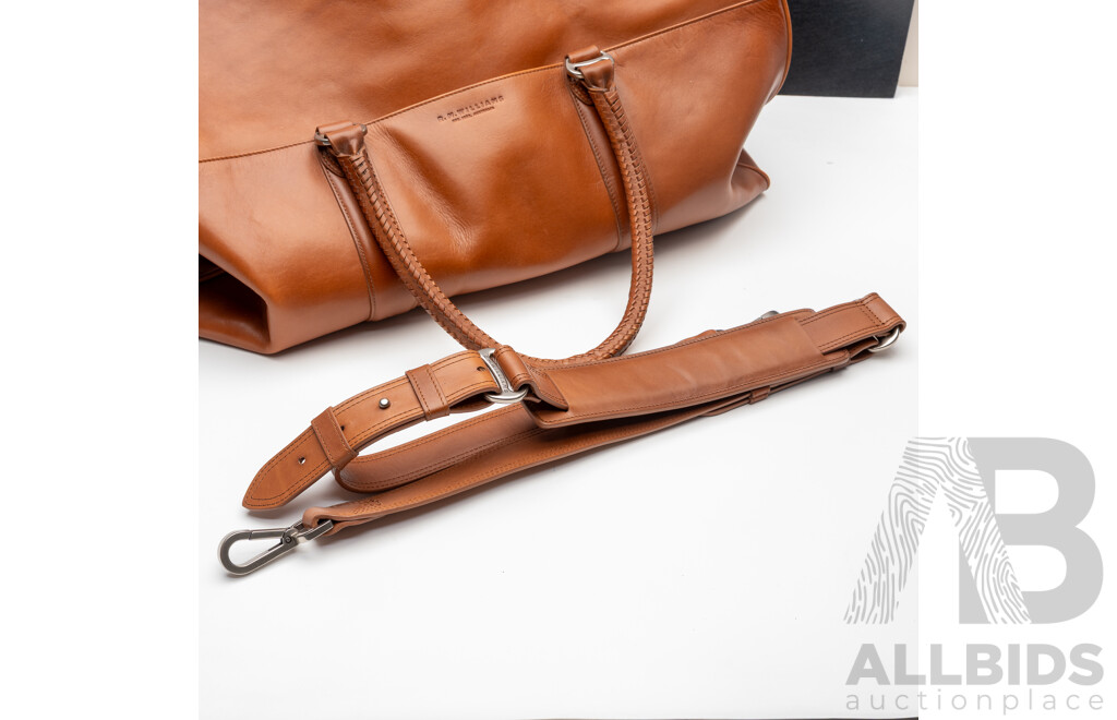 RM Williams Genuine Leather Duffle/Overnight Travel Bag with Long Cross Body Strap & Dust Bag