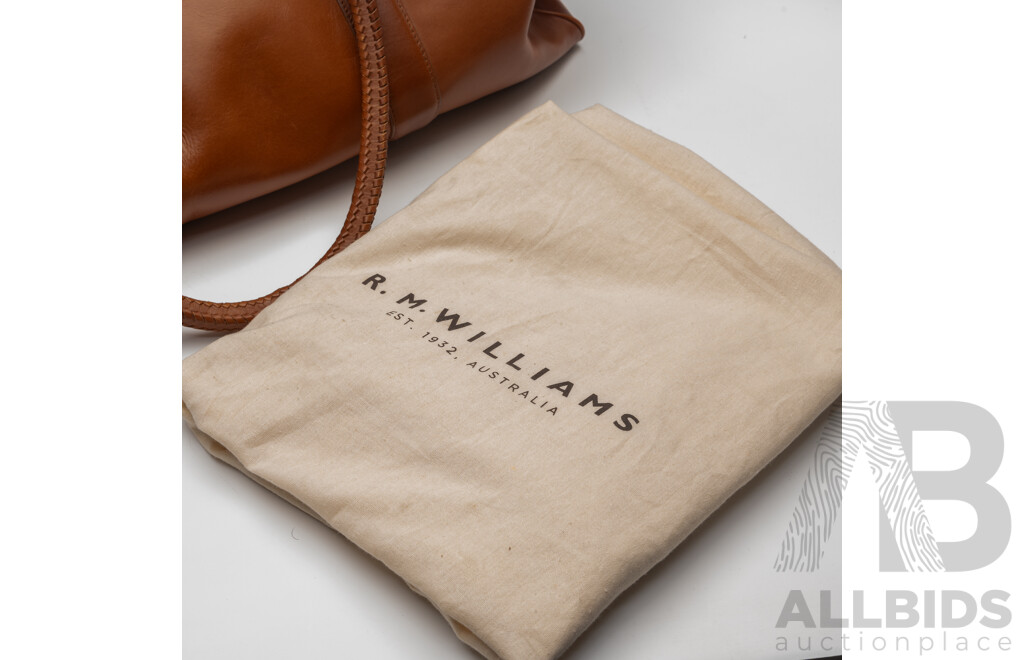 RM Williams Genuine Leather Duffle/Overnight Travel Bag with Long Cross Body Strap & Dust Bag