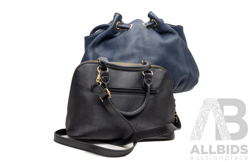 Michael Kors Navy Hobo Tote Handbag & Leona Edmiston Black Bowler Bag