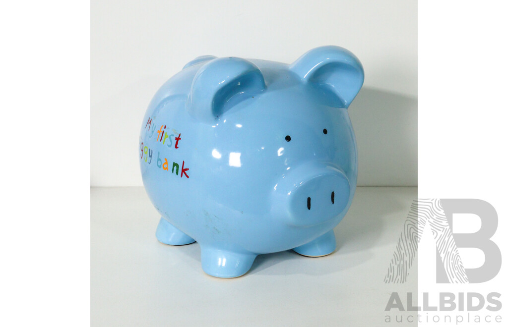 Large Blue 'My First Piggy Bank'