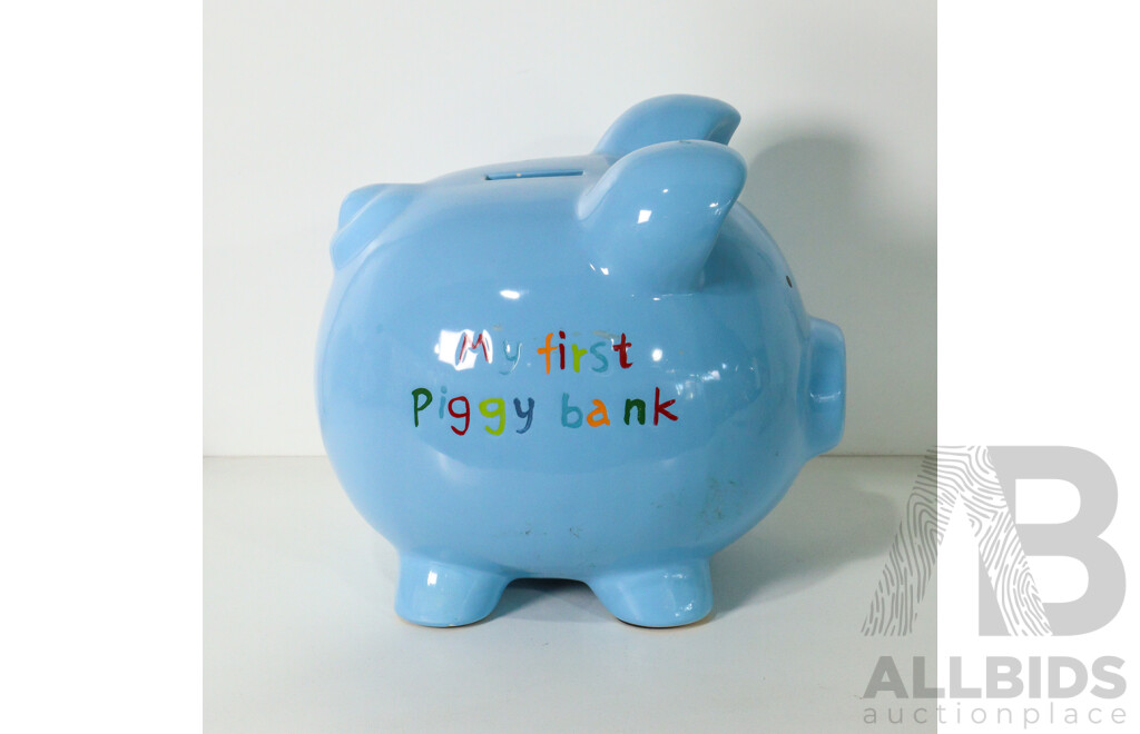 Large Blue 'My First Piggy Bank'