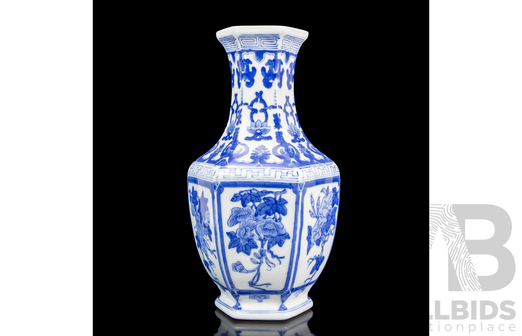 Hexagonal Porcelain Chinoiserie Vase