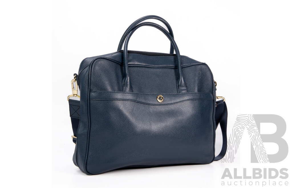 Oroton Melanie Briefcase in Navy with Adjustable Shoulder Strap