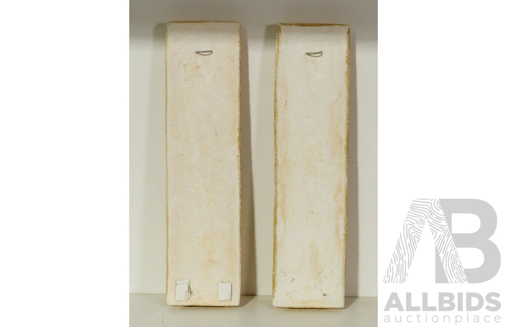 Pair of Classical-Style Sandstone Wall Plaques Featuring Water Bearers