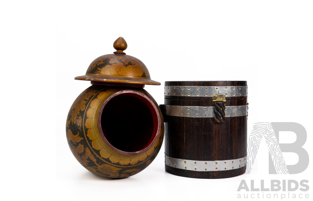 Barrel Form Ice Bucket and Lidded Vessel (2)