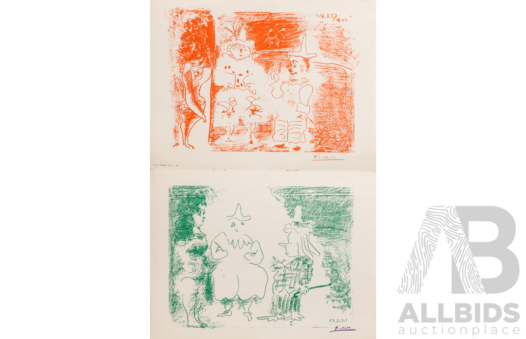 Very Nice Collection of Approximately Vintage Colour Prints Including Picasso, Leonard Da Vinci and More, 48 X 40 Cm (largest unframed)