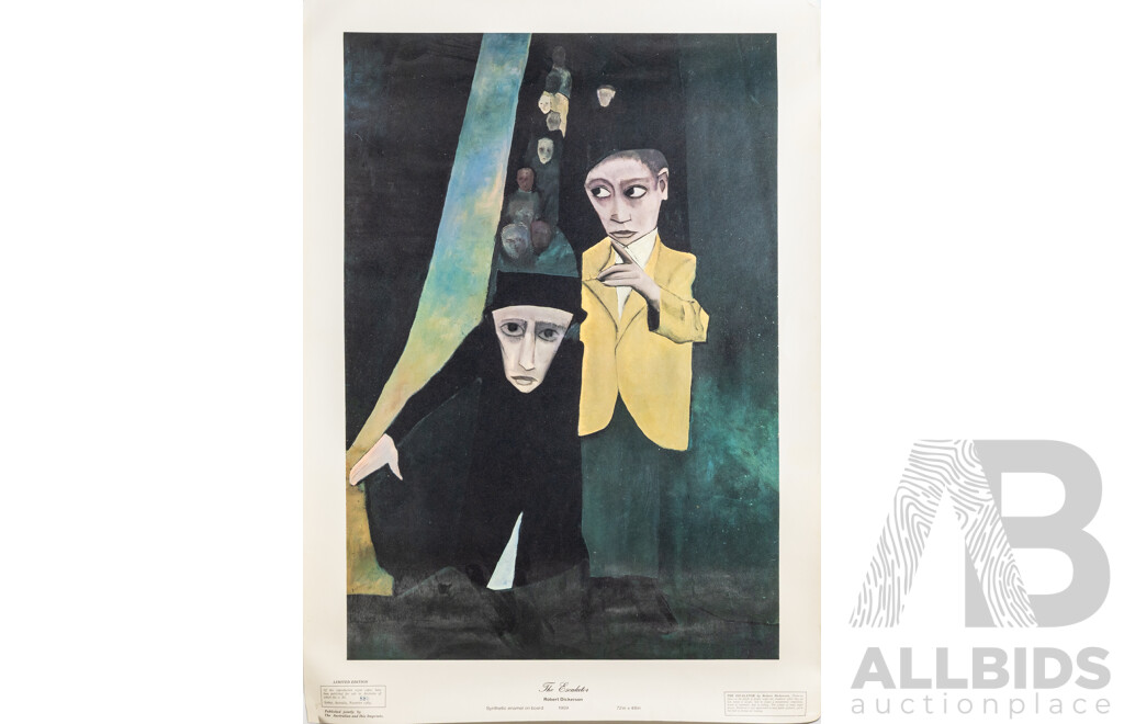 Collection of Four Australian Artist Vintage Art Prints, Featuring John Brack, Robert Dickerson, John Olsen and Lloyd Rees, Approx. 72 x 83 cm (each), Unframed (4)