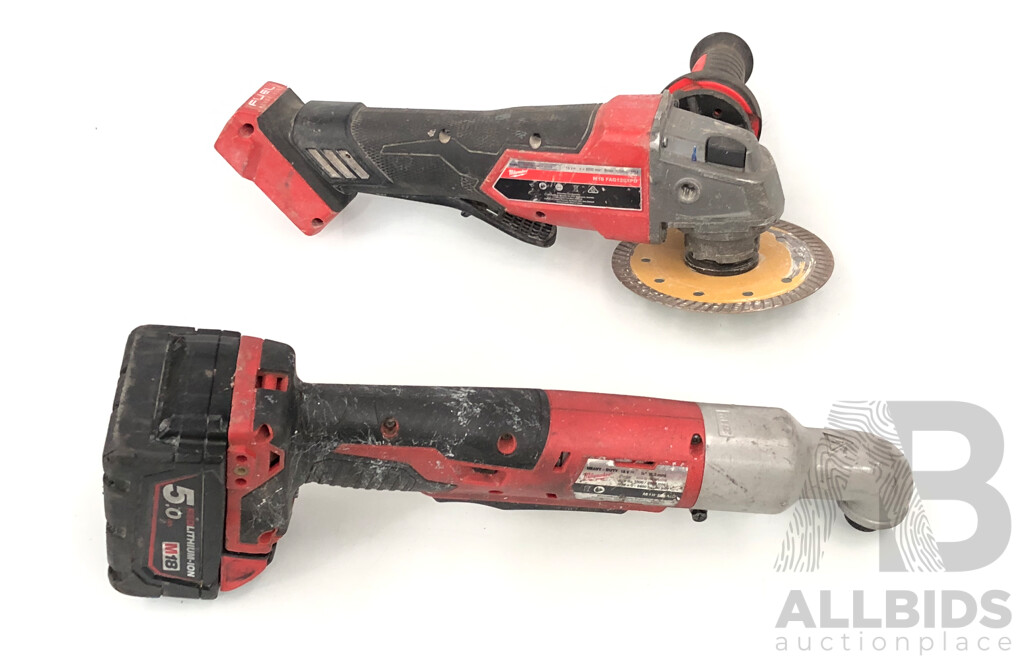 Milwaukee M18 125mm Li-Ion Cordless Angle Grinder and M18 Li-Ion Right Angle Impact Driver