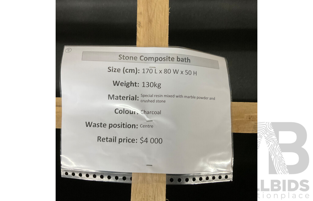 Stone Composite Bath - Charcoal (170L X 80W X 50H ) - ORP $4,000.00