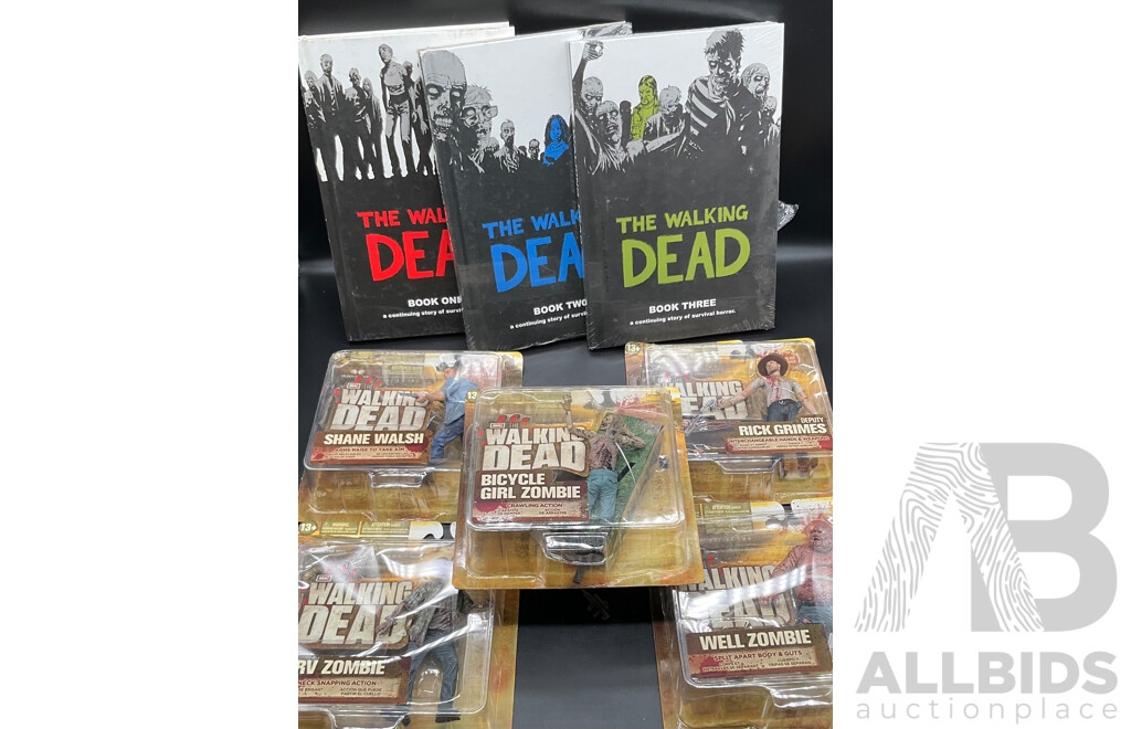 Assorted the Walking Dead Collectable Action Figures and Books - Lot of 8