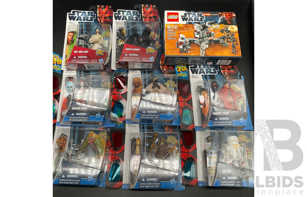 Assorted Collectable STAR WARS Action Figures and LEGO StarWars (9488) - Lot of 9