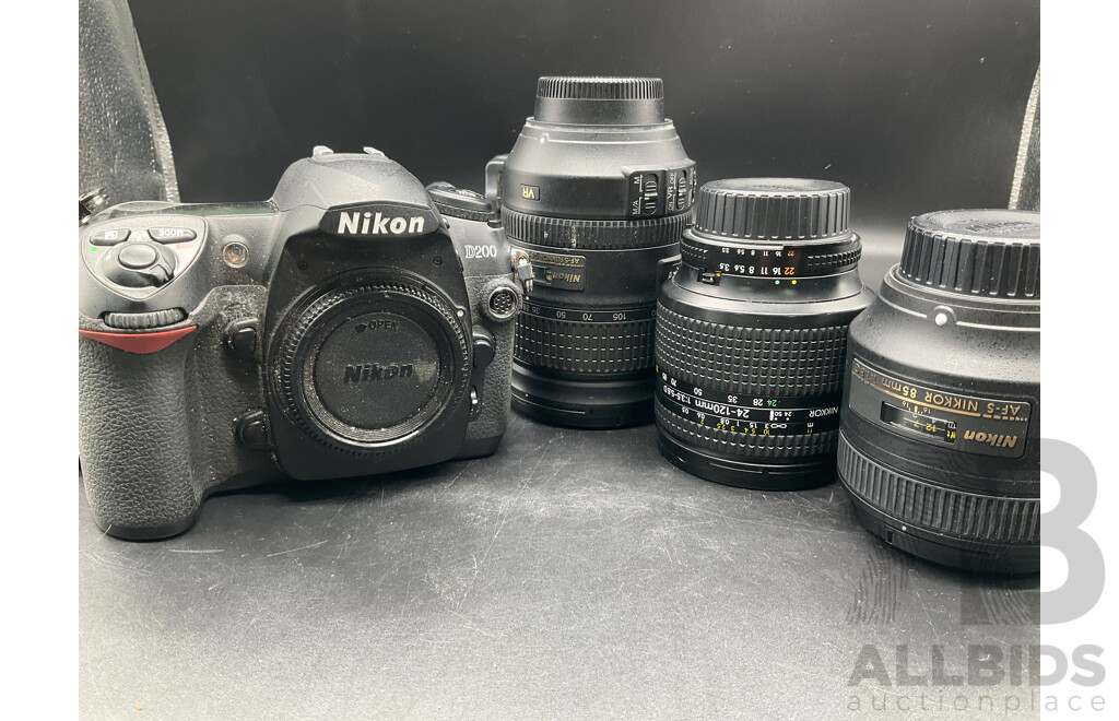 NIKON D200 Digital Camera Kit with 28-300mm Lens, 24-120mm Lens, 85mm Lens and Accessories