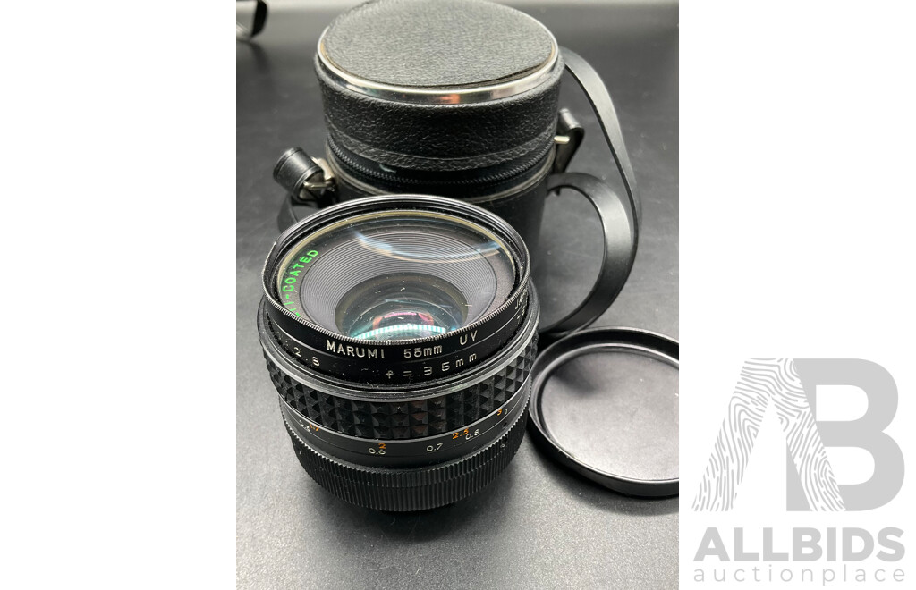 FUJICA ST605N Camera with Multiple Lenses and Accessories