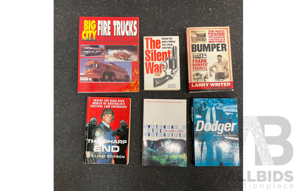 NSW Firefighter Helmet and Assorted Police and Firefighting History Books - Lot of 7