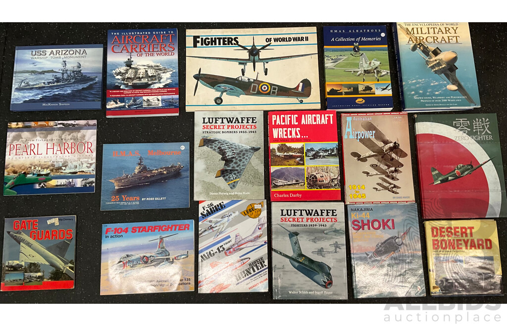 Collection of Books About Military Aircraft and Naval Vessels - Lot of 17