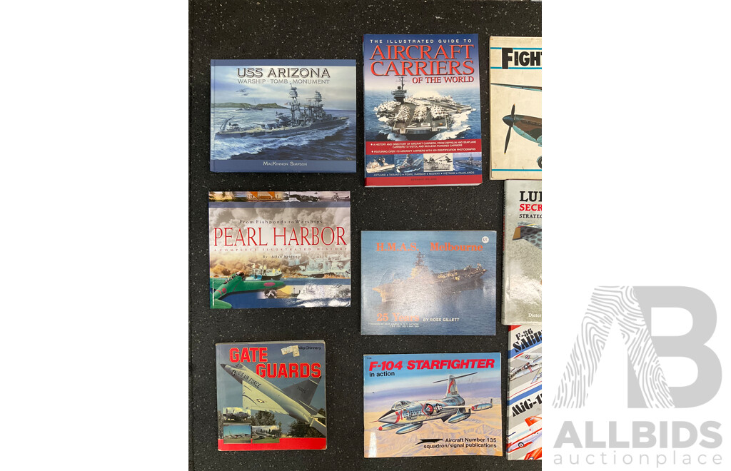 Collection of Books About Military Aircraft and Naval Vessels - Lot of 17