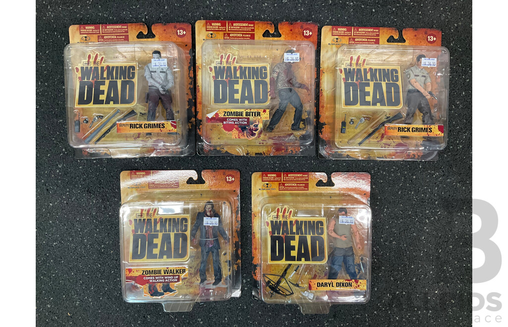 Walking Dead Action Figures, Lot of 5 -  Sealed New in Box