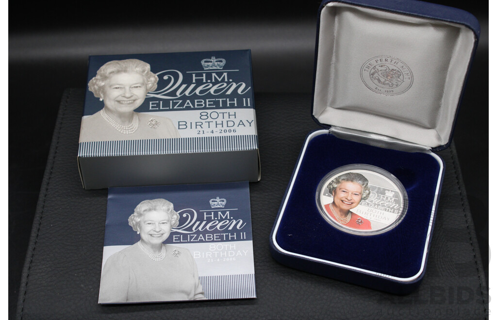 Australian TPM 2006 One Dollar Proof Silver Coin Commemorating the 80th Birthday of Her Majesty Queen Elizabeth II
