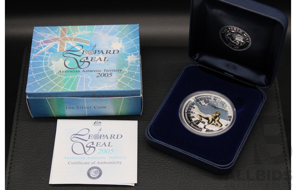 Australian TPM 2005 Australian Antarctic Territory Leopard Seal 1oz One Dollar Silver Proof Coin