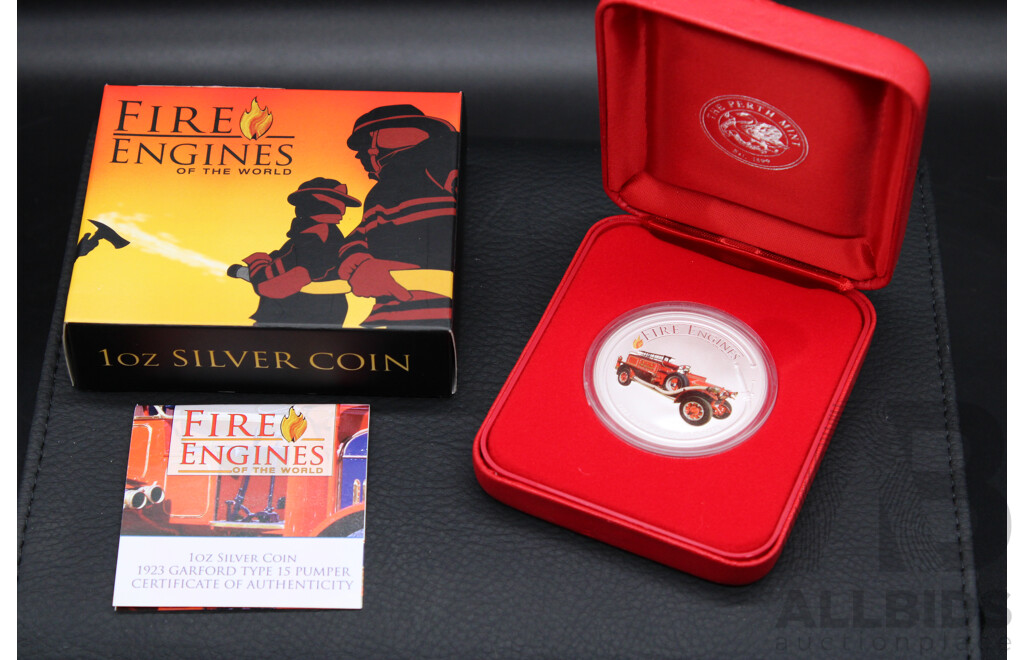 Australian TPM 2006 ''Fire Engines of The World'' 1923 Garford Type 15 Pumper 1oz One Dollar Silver Proof Coin