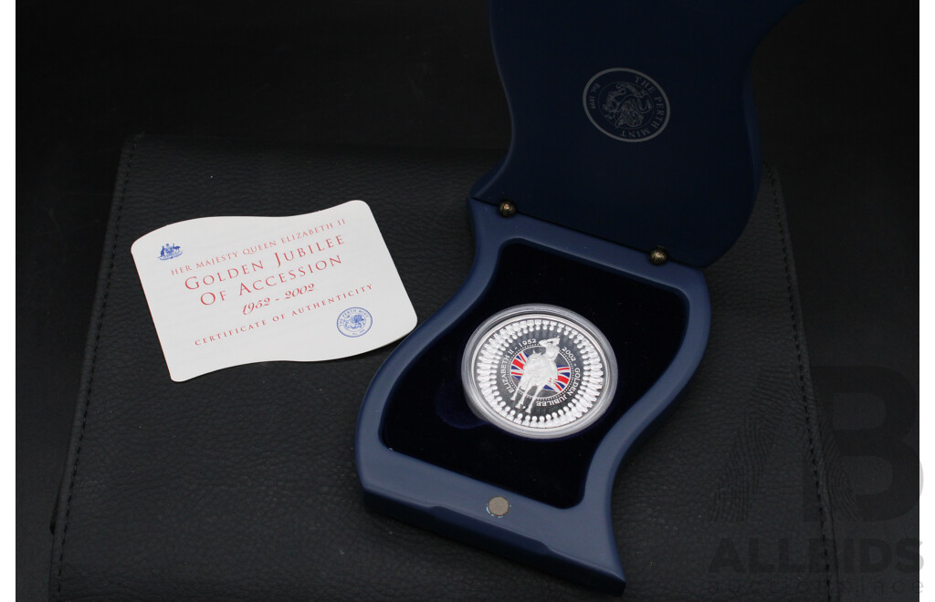Australian TPM 2002 ''Queen Elizabeth II Golden Jubilee of Accession'' 1oz One Dollar Silver Proof Coin