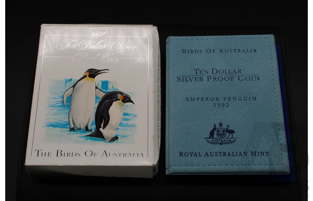 Australian RAM 1992 ''Birds of Australia''  $10 Emperor Penguin Silver Proof Coin