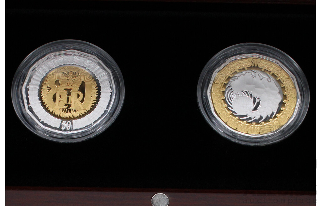 Australian RAM 2006 Royal Collection 50c Selectively Gold Plated Silver Proof Two Coin Set