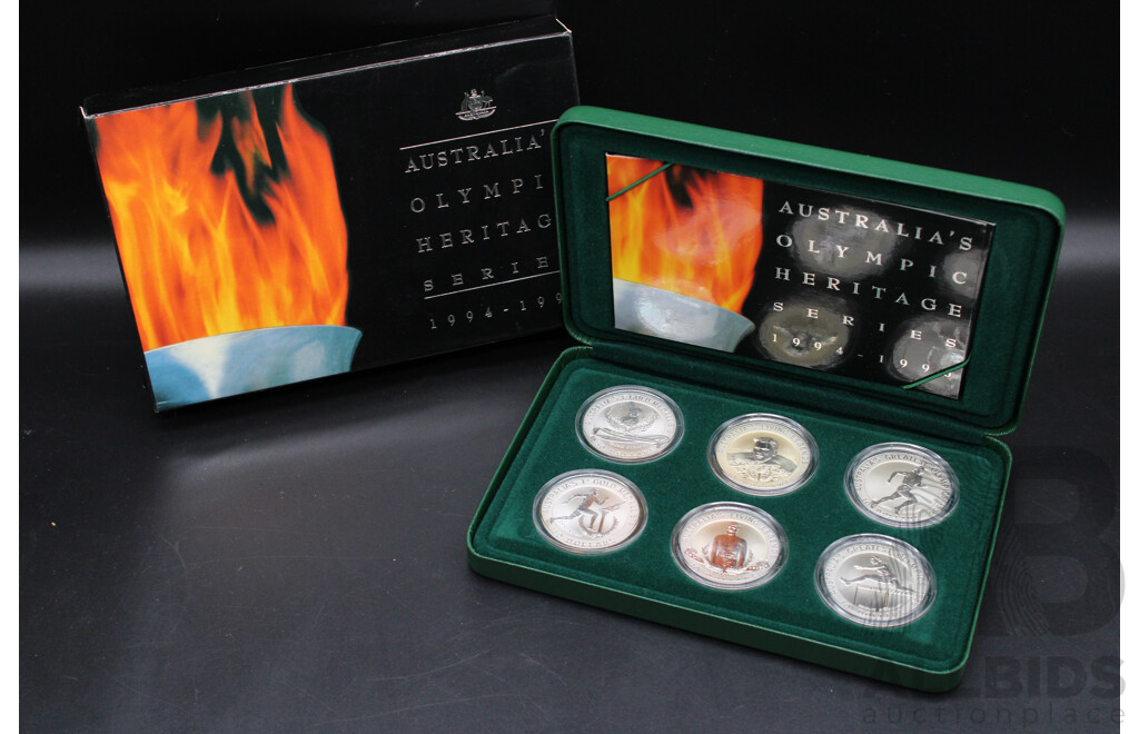 Australian RAM 1994-1996 Australia's Olympic Heritage Series 6 Silver Proof Coin Set