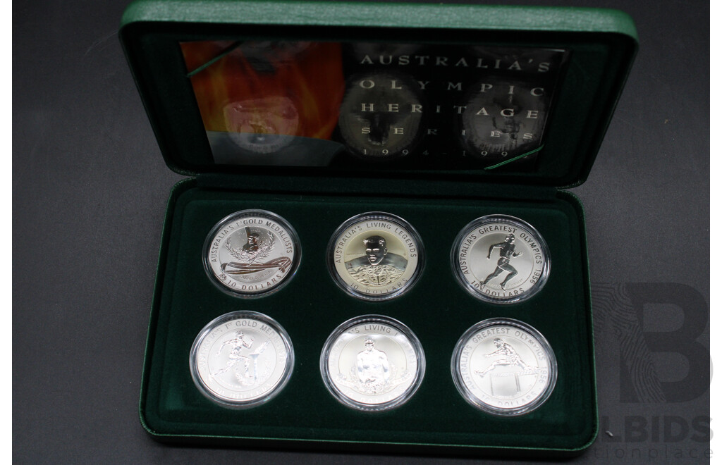 Australian RAM 1994-1996 Australia's Olympic Heritage Series 6 Silver Proof Coin Set